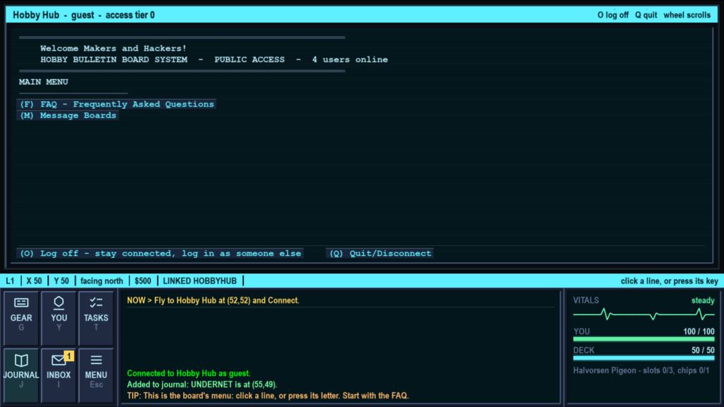 Logged into a board: Hobby Hub, where it all starts